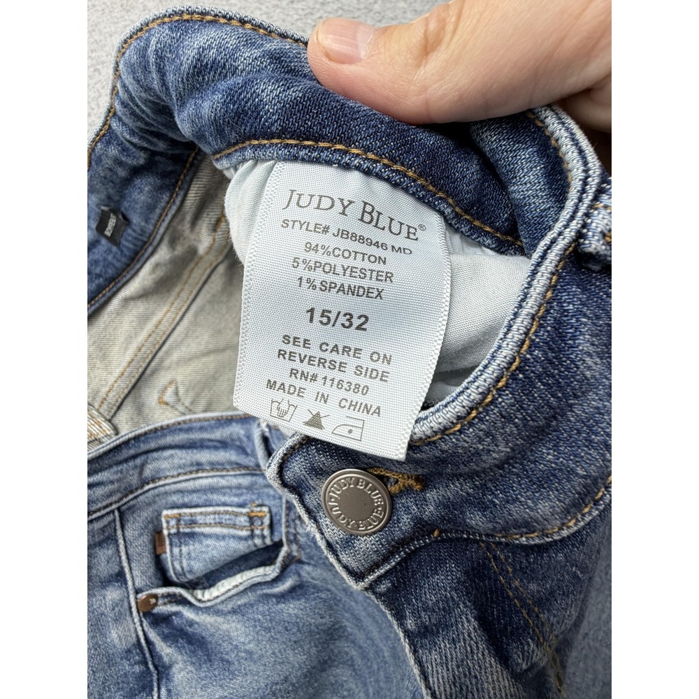 Judy Blue Boyfriend Jeans Womens 15/32 Blue Medium Wash Mid Rise Stretch Denim - Picture 8 of 11